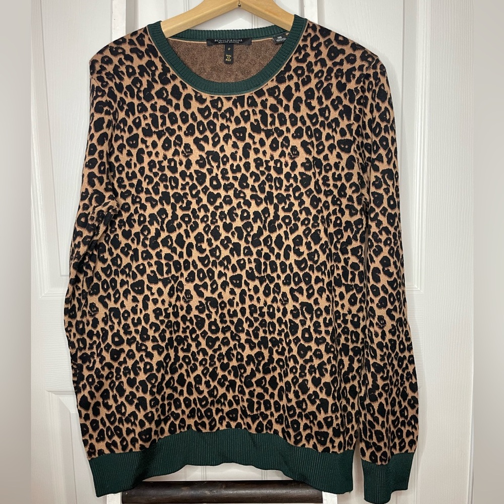 Scotch & Soda Leopard Print Pullover Sweater Womens Size XL